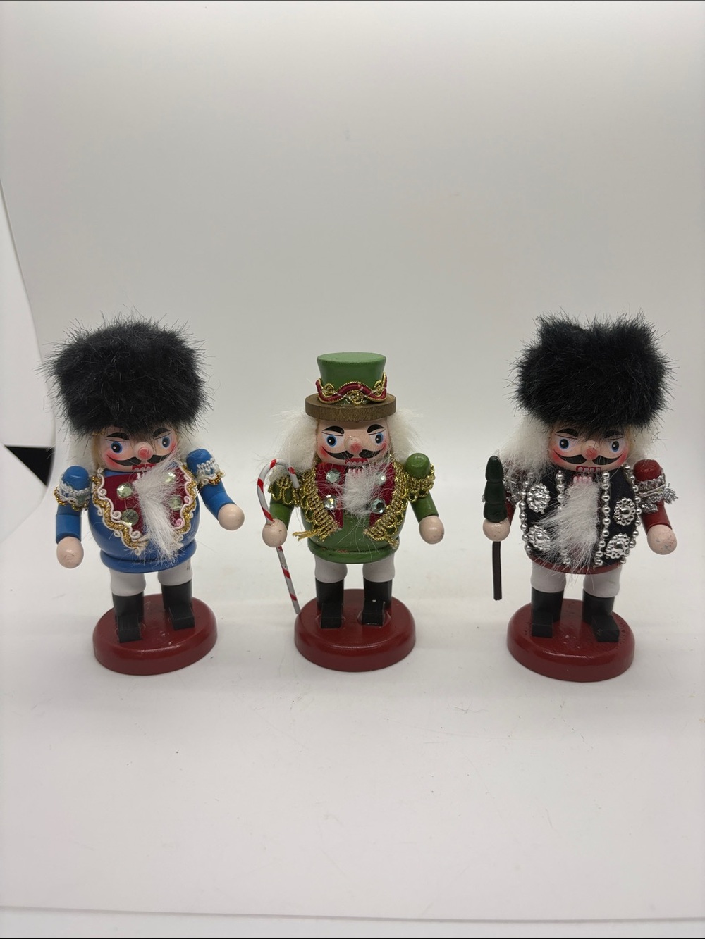 Wooden Nutcracker VTG Good Old Values Set of Three 4.5 inches